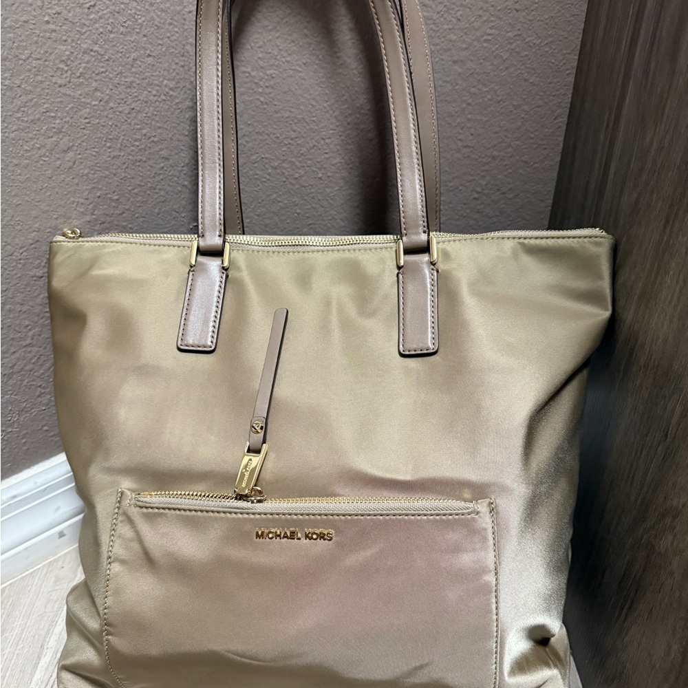 Michael Kors Gold and Tan Tote Bag